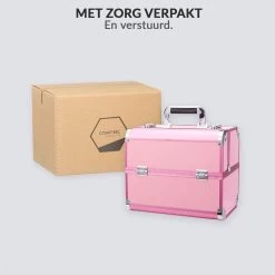 Confibel Cosmetica Koffer - Make Up Koffer Uitklapbaar - 5 Opbergbakken Make-up Koffer - Beautycase/Visagiekoffer /Cosmeticakoffer /Beautycase/ Nagelstylistekoffer - Roze -Cosmeticawinkel 1200x1200 1602