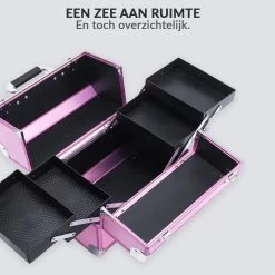 Confibel Cosmetica Koffer - Make Up Koffer Uitklapbaar - 5 Opbergbakken Make-up Koffer - Beautycase/Visagiekoffer /Cosmeticakoffer /Beautycase/ Nagelstylistekoffer - Roze -Cosmeticawinkel 1200x1200 1603