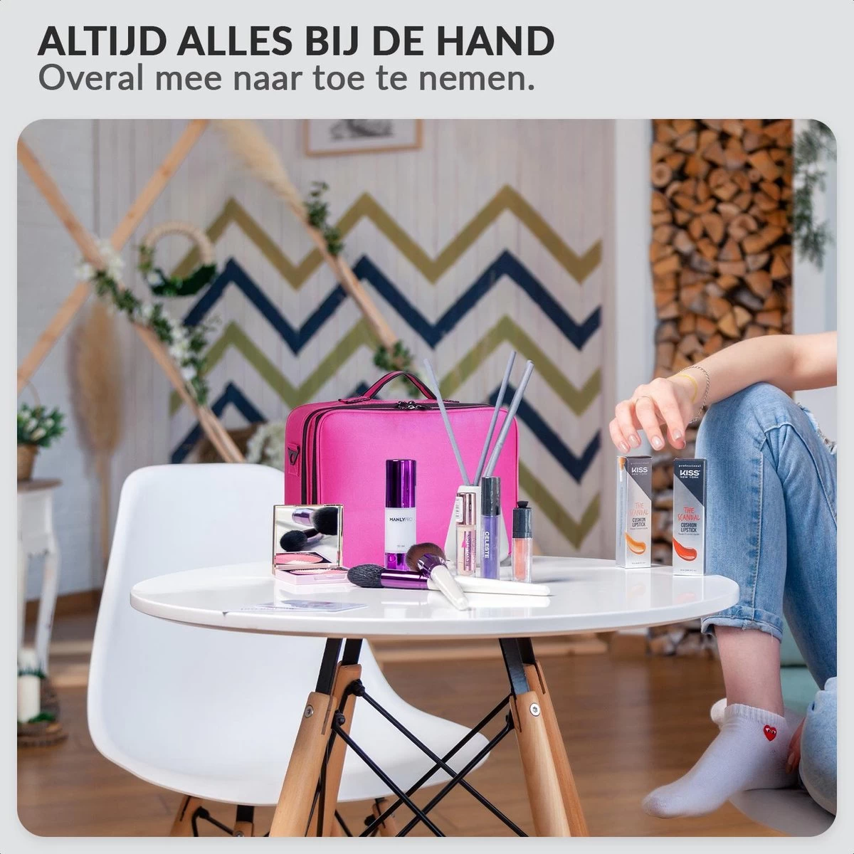 Cosmetica Koffer - Make-up Koffer Met Verstelbare Vakken - Visagie En Nagelstyliste Beauty Koffer - 35x25x11CM - Roze 4 Cosmetica Koffer - Make-up Koffer Met Verstelbare Vakken - Visagie En Nagelstyliste Beauty Koffer - 35x25x11CM - Roze - Afbeelding 2