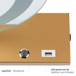 Nuvoo Make-up Spiegel - Visagie Spiegel - Hollywood Spiegel - Diameter 50cm - 3 Licht Tinten - Dimbaar - USB Telefoonoplader - Goud -Cosmeticawinkel 1200x1200 1763