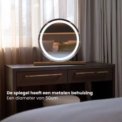 Nuvoo Make-up Spiegel - Visagie Spiegel - Hollywood Spiegel - Diameter 50cm - 3 Licht Tinten - Dimbaar - USB Telefoonoplader - Goud -Cosmeticawinkel 1200x1200 1765