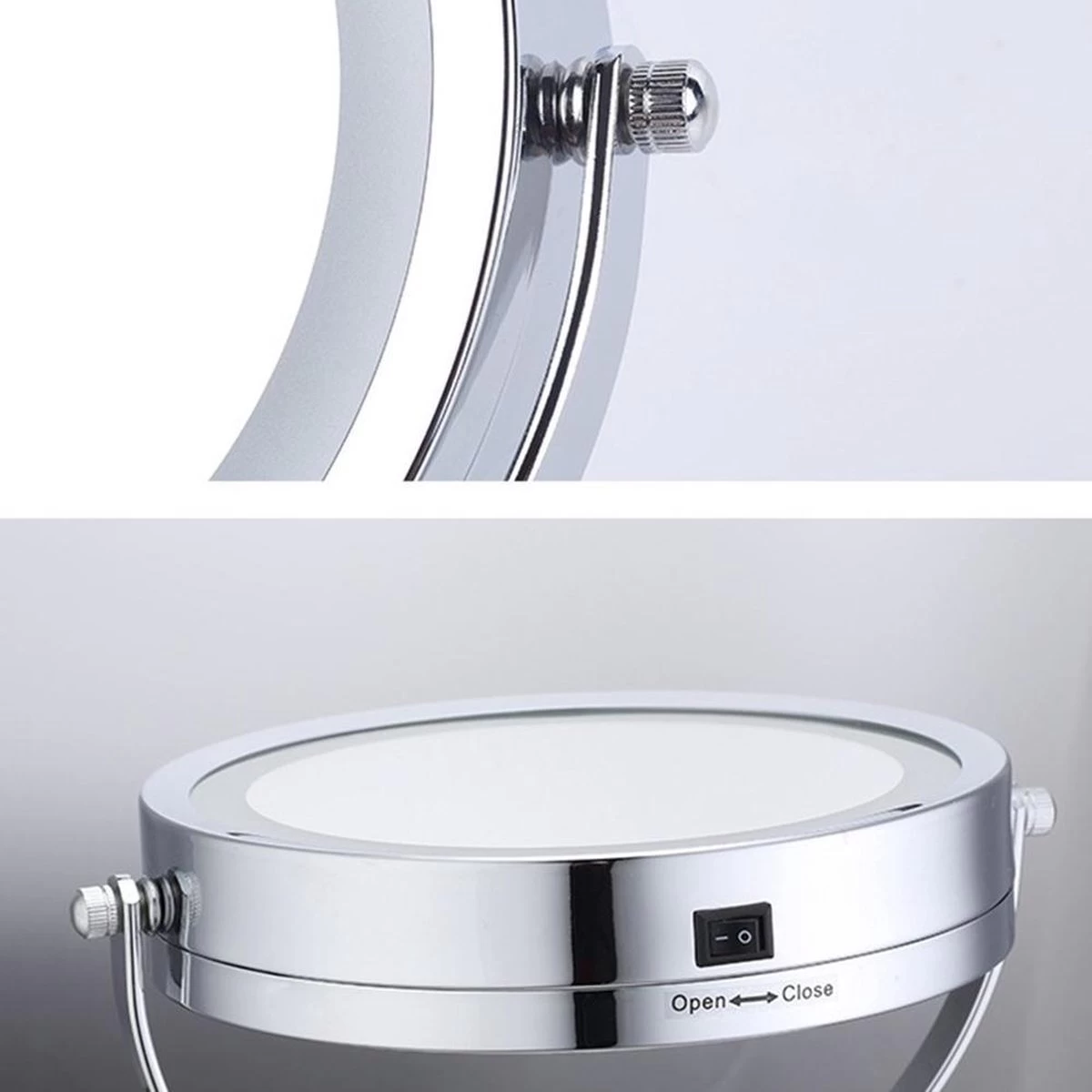 A&K Make Up Spiegel Met Ringverlichting | LED Verlichting | Scheerspiegel - Zilver 13 A&K Make Up Spiegel Met Ringverlichting | LED Verlichting | Scheerspiegel - Zilver - Afbeelding 11