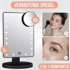 Strex Make Up Spiegel Met LED Verlichting - 3 Verlichtingsmodus - 1/10x Vergroting - 360° Verstelbaar 12 Strex Make Up Spiegel Met LED Verlichting - 3 Verlichtingsmodus - 1/10x Vergroting - 360° Verstelbaar -Cosmeticawinkel 1200x1200 1798