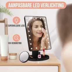Strex Make Up Spiegel Met LED Verlichting - 3 Verlichtingsmodus - 1/10x Vergroting - 360° Verstelbaar 13 Strex Make Up Spiegel Met LED Verlichting - 3 Verlichtingsmodus - 1/10x Vergroting - 360° Verstelbaar -Cosmeticawinkel 1200x1200 1799
