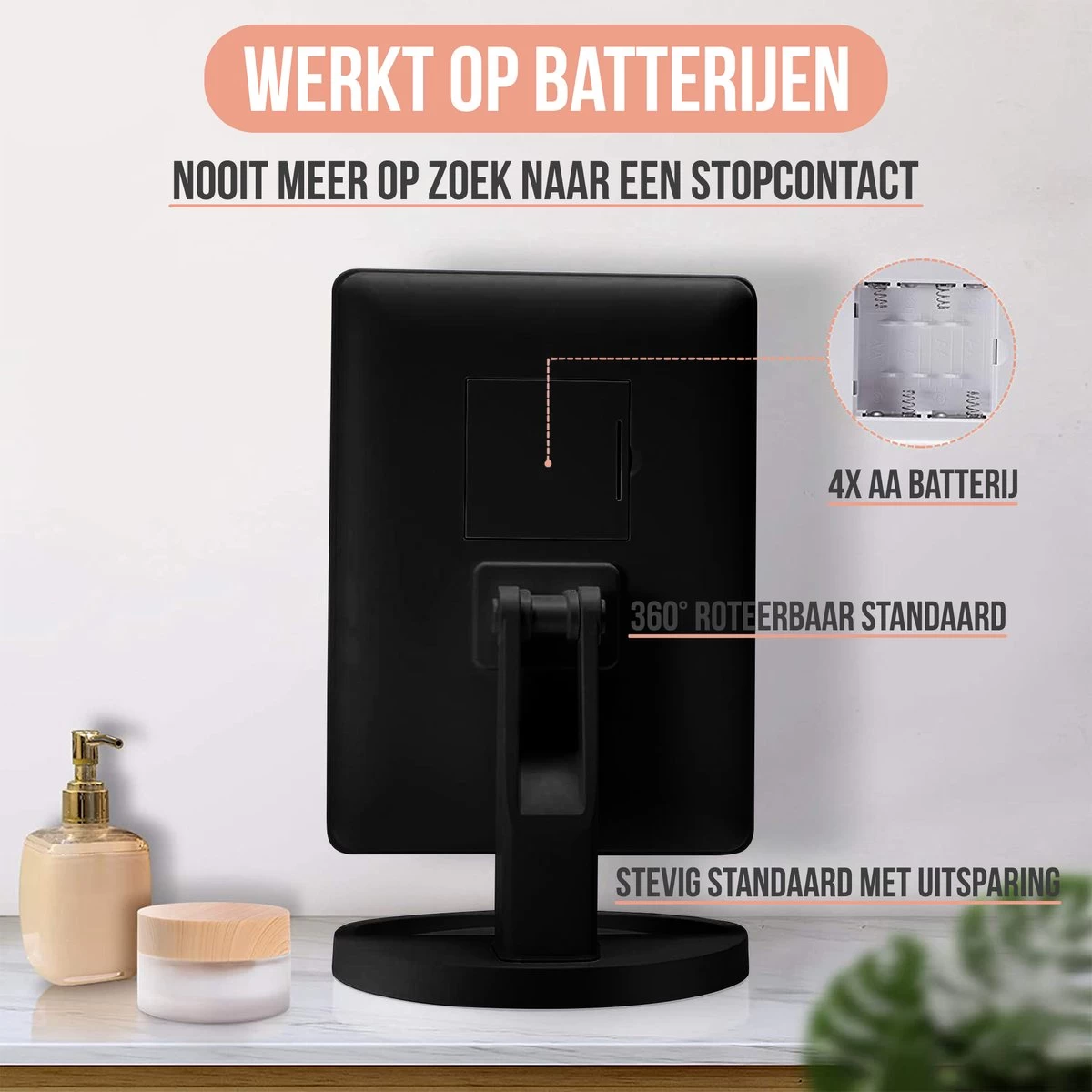 Strex Make Up Spiegel Met LED Verlichting - 3 Verlichtingsmodus - 1/10x Vergroting - 360° Verstelbaar 6 Strex Make Up Spiegel Met LED Verlichting - 3 Verlichtingsmodus - 1/10x Vergroting - 360° Verstelbaar - Afbeelding 4