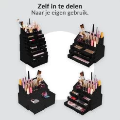 Confibel XXL Acryl Make-up Cosmetica Organizer - Verstelbare Lades - Sieraden/Make-up/Cosmetica Organizer - 11 Compartimenten - Zwart -Cosmeticawinkel 1200x1200 1820