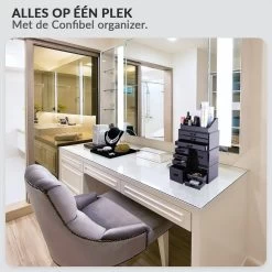 Confibel XXL Acryl Make-up Cosmetica Organizer - Verstelbare Lades - Sieraden/Make-up/Cosmetica Organizer - 11 Compartimenten - Zwart -Cosmeticawinkel 1200x1200 1821