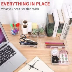 Aokyom Make-uporganizer, 18 Stuks, Kunststof Opbergdozen Voor Kantoor, Lades, Organizer, Lade-organizer, Doorzichtige Lade-inzet Voor Bureau, Keuken, Badkamer -Cosmeticawinkel 1200x1200 1848