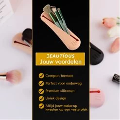 Beautious® Make Up Organizer - Beauty Organizer - Kwastenhouder - Compact - Siliconen - Khaki -Cosmeticawinkel 1200x1200 1882