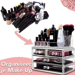 AWEMOZ Make-Up Organizer - Beauty Organizer Voor Make Up - Opbergbox - Opbergdoos Cosmetica - Sieradendoos - 20 Opbergvakken - Nagellak - Lippenstift - Transparant - Cadeau Voor Vrouw -Cosmeticawinkel 1200x1200 1886