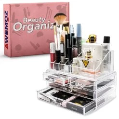 AWEMOZ Make-Up Organizer - Beauty Organizer Voor Make Up - Opbergbox - Opbergdoos Cosmetica - Sieradendoos - 20 Opbergvakken - Nagellak - Lippenstift - Transparant - Cadeau Voor Vrouw -Cosmeticawinkel 1200x1200 1889