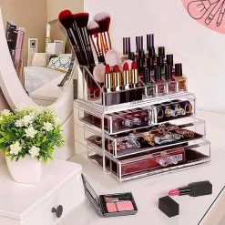 AWEMOZ Make-Up Organizer - Beauty Organizer Voor Make Up - Opbergbox - Opbergdoos Cosmetica - Sieradendoos - 20 Opbergvakken - Nagellak - Lippenstift - Transparant - Cadeau Voor Vrouw -Cosmeticawinkel 1200x1200 1890