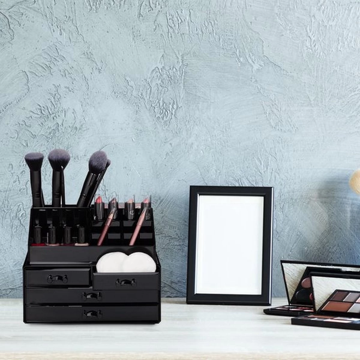 A&K 2in1 Make-up Organizer - 4 Lades Cosmetica Opbergdoos - Kaptafel - Zwart 5 A&K 2in1 Make-up Organizer - 4 Lades Cosmetica Opbergdoos - Kaptafel - Zwart - Afbeelding 3