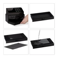 Relaxdays Make-up Organizer - Tweedelig - Cosmetica Opbergdoos + Lippenstift Houder - Zwart -Cosmeticawinkel 1200x1200 1905