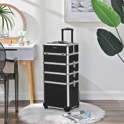 XXL PRO Visagie Beauty Case Koffer Trolley - Nagelkoffer Op Wielen Voor Makeup Of Cosmetica - Grote Uitklapbare Opbergsysteem Nagel Styliste Kapster - Zwart -Cosmeticawinkel 1200x1200 1959