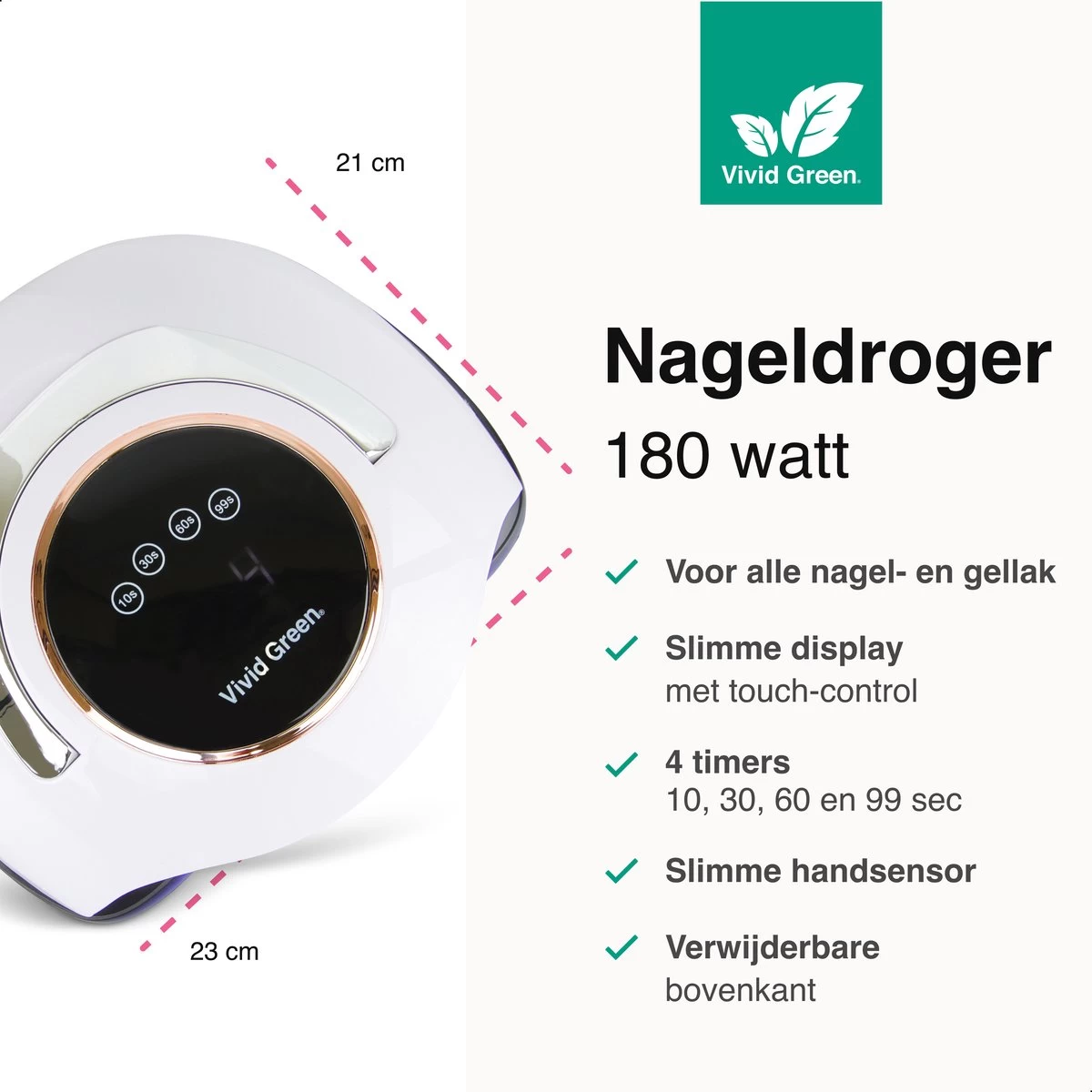 Vivid Green UV Lamp Gelnagels - Led Nagellamp - Gellak Nagel Lamp - Nageldroger - Naggellak Droger - Nagels - 180W 4 Vivid Green UV Lamp Gelnagels - Led Nagellamp - Gellak Nagel Lamp - Nageldroger - Naggellak Droger - Nagels - 180W - Afbeelding 2