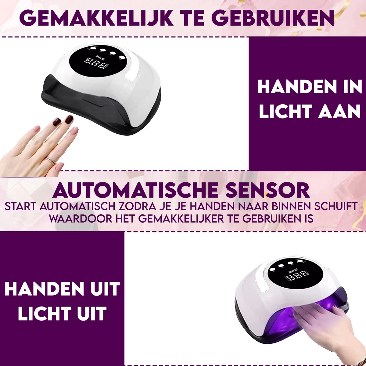 Maxi Nageldroger Pro - 168W - Uv Lamp - Nageldroger Lamp - Nageldroger Voor Gelnagels - Geschikt Voor Elke Nagel Gellak 5 Maxi Nageldroger Pro - 168W - Uv Lamp - Nageldroger Lamp - Nageldroger Voor Gelnagels - Geschikt Voor Elke Nagel Gellak - Afbeelding 3