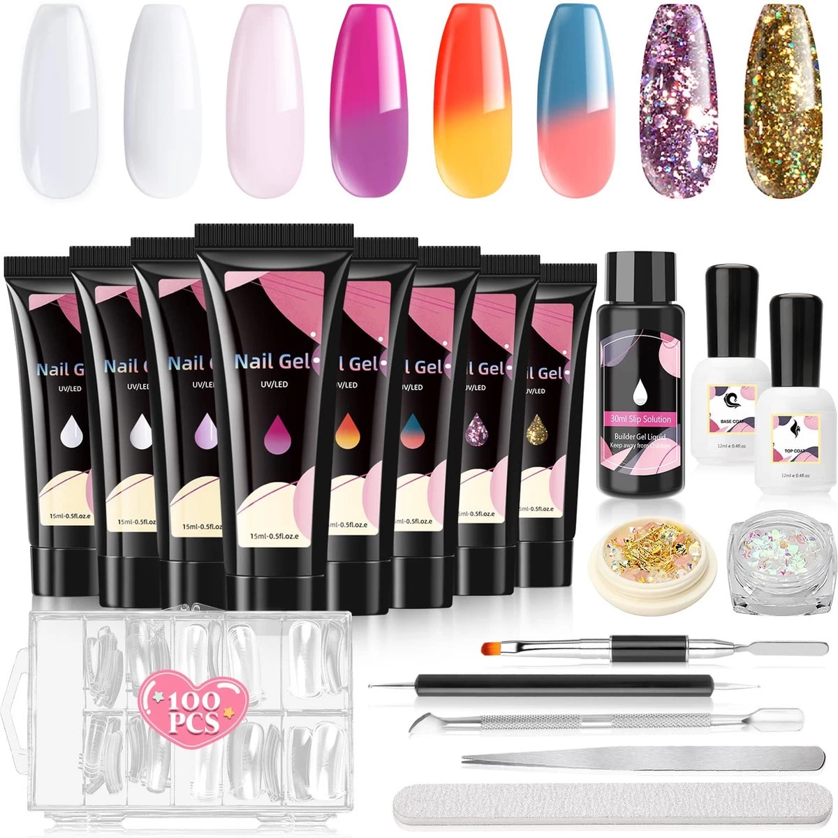 Merkloos Nepnagels - Polygel Set - 8 Kleuren - Nagels Set - Polygel Starter Set - Nagelverlenging Gel Kit - Voor Beginners - Voor DIY Salon Art Nagels 3 Merkloos Nepnagels - Polygel Set - 8 Kleuren - Nagels Set - Polygel Starter Set - Nagelverlenging Gel Kit - Voor Beginners - Voor DIY Salon Art Nagels