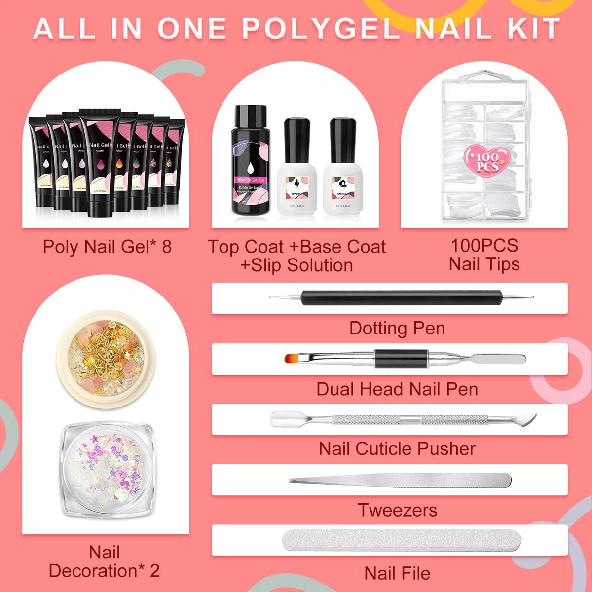 Merkloos Nepnagels - Polygel Set - 8 Kleuren - Nagels Set - Polygel Starter Set - Nagelverlenging Gel Kit - Voor Beginners - Voor DIY Salon Art Nagels 8 Merkloos Nepnagels - Polygel Set - 8 Kleuren - Nagels Set - Polygel Starter Set - Nagelverlenging Gel Kit - Voor Beginners - Voor DIY Salon Art Nagels - Afbeelding 6