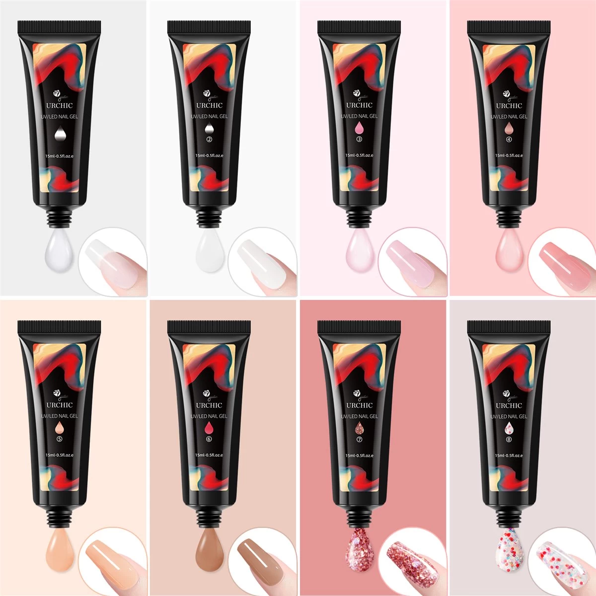 Merkloos Nepnagels - Polygel Set - Nagelverlengingsset - 8 Kleuren - Nagels Set - Temperatuurwisselgel - Lichtgevende Gel - Voor Beginners - Voor DIY Salon Art Nagels - Type A 7 Merkloos Nepnagels - Polygel Set - Nagelverlengingsset - 8 Kleuren - Nagels Set - Temperatuurwisselgel - Lichtgevende Gel - Voor Beginners - Voor DIY Salon Art Nagels - Type A - Afbeelding 5