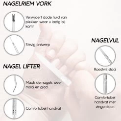 Thumbs Up 6-Delige Nagel Set - Ingegroeide Teennagel - Nageltang Met Bufferveer- Teennagelknipper - Nagelknipper Set - Zilver -Cosmeticawinkel 1200x1200 645
