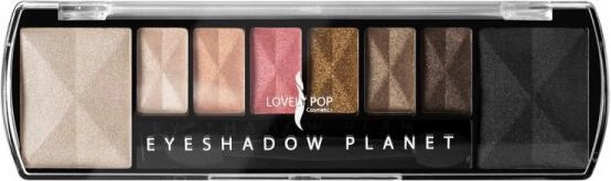 Lovely Pop Cosmetics - Oogschaduw Palette - Planet Saturn - Met Lange Applicator - 8 Kleuren: Wit / Crème / Roze / Goud / Bruin / Zwart - 1 Doosje Met 9 Gram Inhoud - Afmeting Doosje: 14,7 X 4,4 Centimeter 3 Lovely Pop Cosmetics - Oogschaduw Palette - Planet Saturn - Met Lange Applicator - 8 Kleuren: Wit / Crème / Roze / Goud / Bruin / Zwart - 1 Doosje Met 9 Gram Inhoud - Afmeting Doosje: 14,7 X 4,4 Centimeter