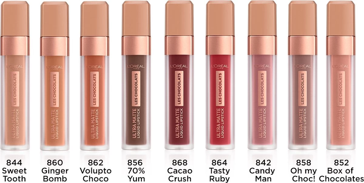 L’Oréal Paris Les Chocolates Ultra Matte Liquid Lippenstift - 862 Volupto Choco 8 L’Oréal Paris Les Chocolates Ultra Matte Liquid Lippenstift - 862 Volupto Choco - Afbeelding 6