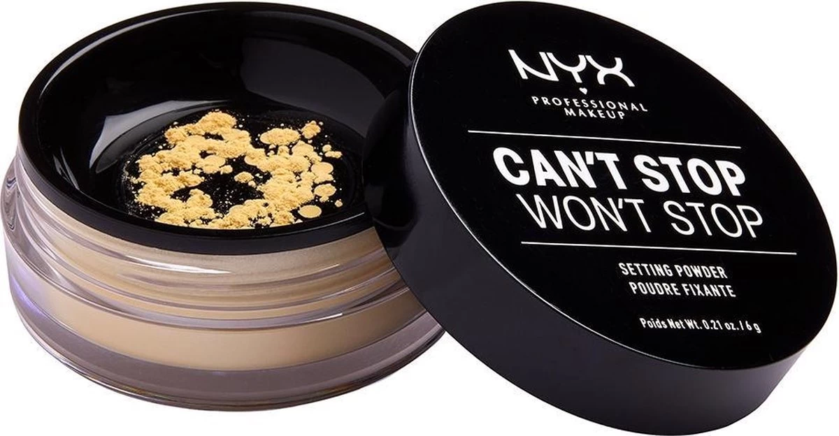 NYX Professional Makeup Can't Stop Won't Stop Setting Powder - Banana CSWSSP06 - Powder - 6 Gr 4 NYX Professional Makeup Can't Stop Won't Stop Setting Powder - Banana CSWSSP06 - Powder - 6 Gr - Afbeelding 2