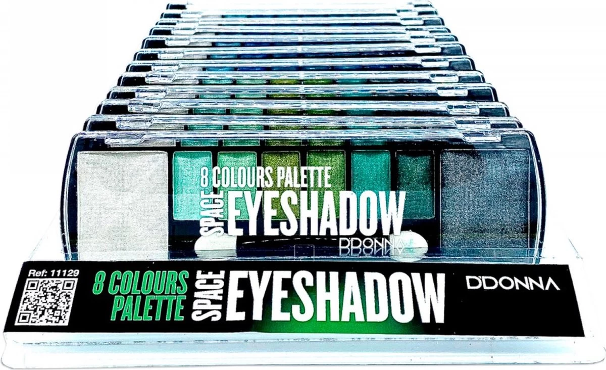 D'Donna - Oogschaduw Palette - Space Verde - Met Lange Applicator - 8 Kleuren: Wit / Groen / Zwart - 1 Doosje Met 10 Gram Inhoud 4 D'Donna - Oogschaduw Palette - Space Verde - Met Lange Applicator - 8 Kleuren: Wit / Groen / Zwart - 1 Doosje Met 10 Gram Inhoud - Afbeelding 2