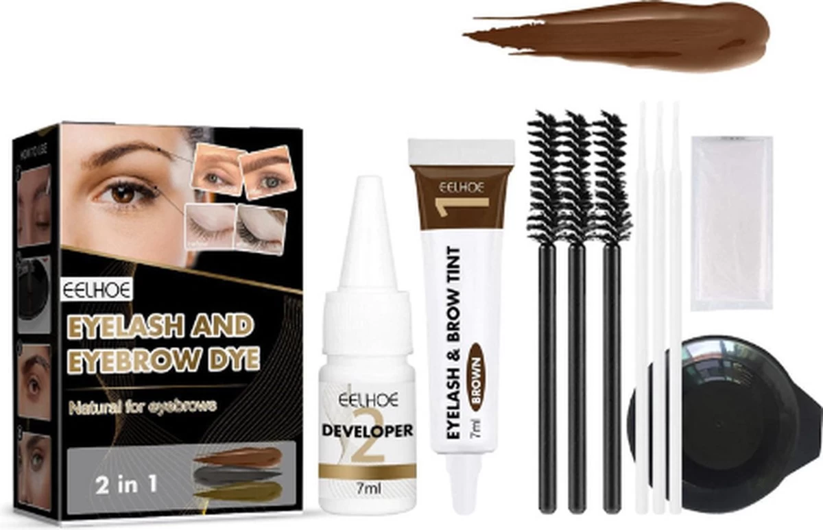 2 In 1 - Henna Wenkbrauwverf En Wimperverf - Bruin - Henna Brows - DIY Henna Brows Kit - Starterspakket 3 2 In 1 - Henna Wenkbrauwverf En Wimperverf - Bruin - Henna Brows - DIY Henna Brows Kit - Starterspakket