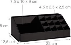 Relaxdays Cosmetica Organizer - Cosmeticahouder - Make Up Toren - Doorzichtig - 16 Vakken - Zwart -Cosmeticawinkel 1200x774 1