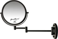 Make-up Wandspiegel Knikarm Mat Zwart - 5x Vergroting 20cmØ