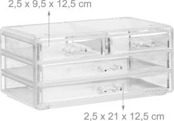 Relaxdays Make-up Organizer - Tweedelig - Cosmetica Opbergdoos - Transparant -Cosmeticawinkel 1200x841 5