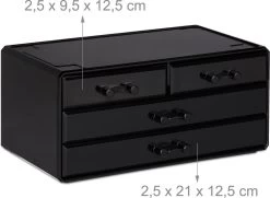 Relaxdays Make-up Organizer - Tweedelig - Cosmetica Opbergdoos + Lippenstift Houder - Zwart -Cosmeticawinkel 1200x877 2