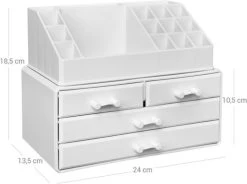 Nancy's Cutler Make-Up Organizer - Make-Up Opslag - 4 Lades - Open Vakken - Wit - Acryl - 24 X 13.5 X 18.5 Cm -Cosmeticawinkel 1200x893 1
