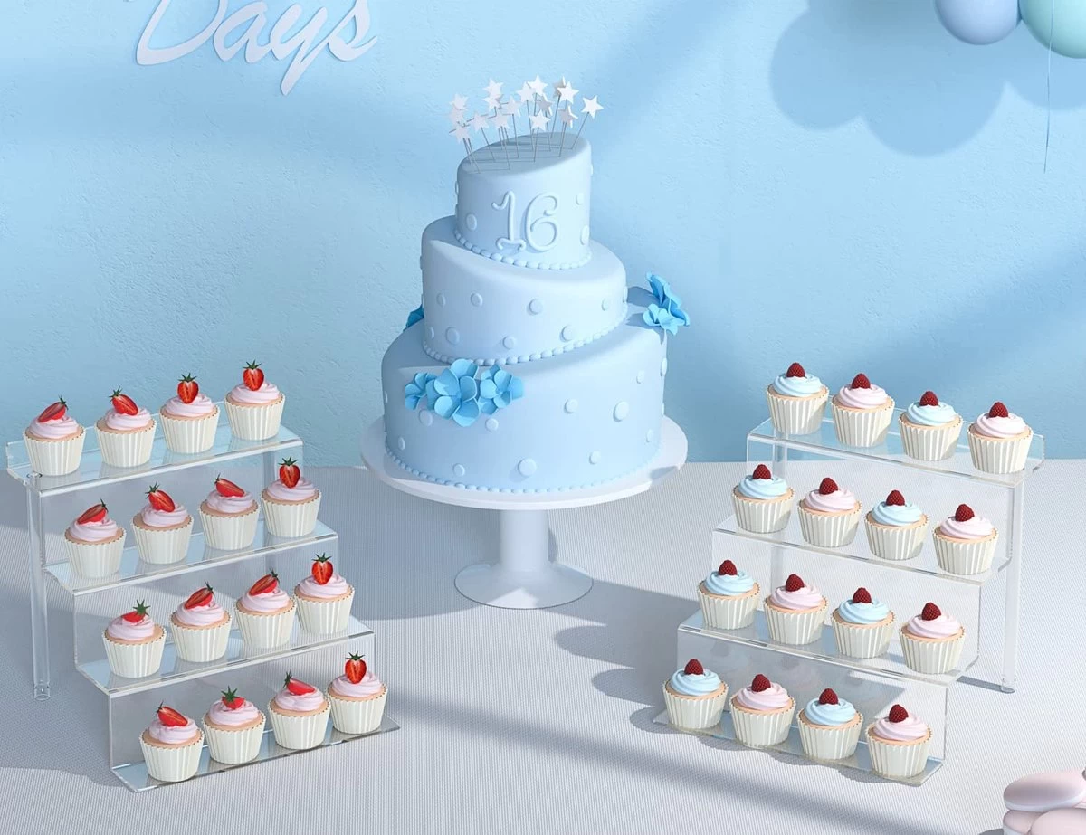 Janaden 4-traps Acryl Riser Display Standaard Voor Amiibo Funko POPS, Transparant Display Plank Organizer Cupcake Dessert Standaard Acryl Riser Voor Het Bekijken En Decoreren 5 Janaden 4-traps Acryl Riser Display Standaard Voor Amiibo Funko POPS, Transparant Display Plank Organizer Cupcake Dessert Standaard Acryl Riser Voor Het Bekijken En Decoreren - Afbeelding 3