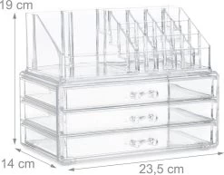 Relaxdays Make-up Organizer Klein - Stapelbaar - Sieradendoosje - Cosmetica - Opbergbox - Doorzichtig -Cosmeticawinkel 1200x939 2