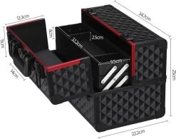 Make-upkoffer, Kapperskoffer, Cosmeticakoffer, Lege Nagelkoffer, Multikoffer, Afsluitbaar Voor Nageldesign/massageolie/fotoapparatuur, 34,7 X 22,2 X 25 Cm , Volledig Zwart HM-YAHEE-411233 -Cosmeticawinkel 1200x946
