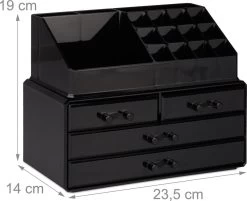 Relaxdays Make-up Organizer - Sieradendoosje - Cosmetica - Zwart -Cosmeticawinkel 1200x978 3