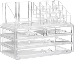 Relaxdays Make-up Organizer - Tweedelig - Cosmetica Opbergdoos - Transparant -Cosmeticawinkel 1200x982 1