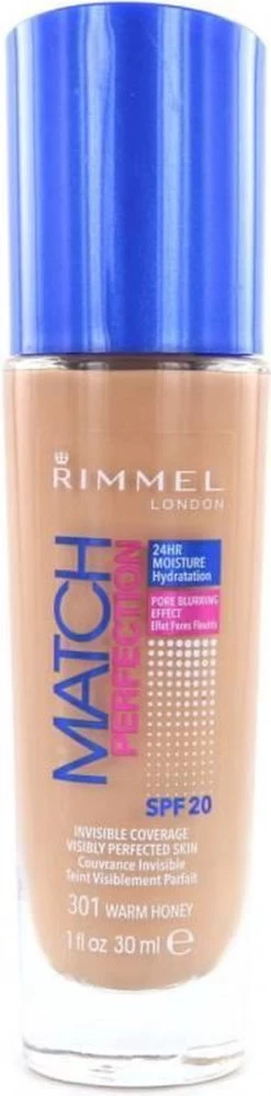 Rimmel London Match Perfection Foundation 301 Warm Honey -Cosmeticawinkel 297x1200 1