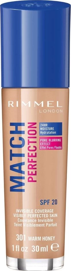 Rimmel London Match Perfection Foundation 301 Warm Honey -Cosmeticawinkel 314x1200