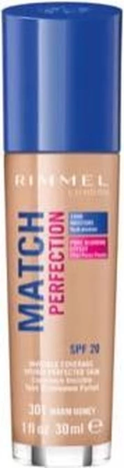 Rimmel London Match Perfection Foundation 301 Warm Honey -Cosmeticawinkel 319x1200 3