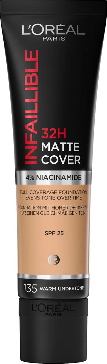 L’Oréal Paris Infallible 32H Matte Cover Foundation - 135 - Foundation Met Een Volledige Dekking En Een Matte Finish - 30 Ml 3 L’Oréal Paris Infallible 32H Matte Cover Foundation - 135 - Foundation Met Een Volledige Dekking En Een Matte Finish - 30 Ml