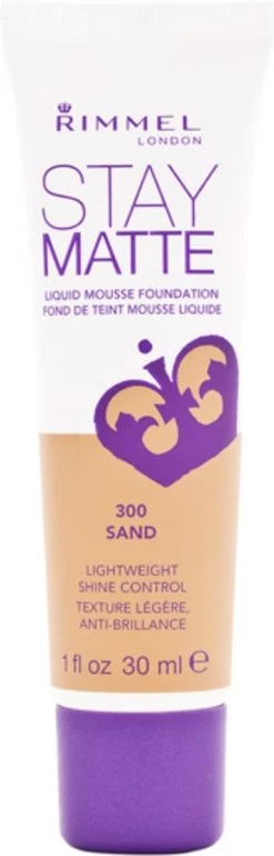 Rimmel London Stay Matte Liquid Foundation - 300 Sand -Cosmeticawinkel 385x1200 1