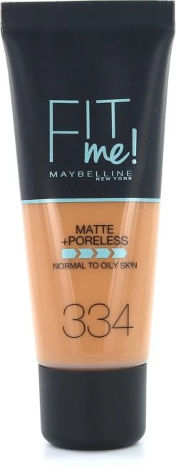 Maybelline Fit Me Matte & Poreless Foundation - 334 Warm Tan -Cosmeticawinkel 453x1200 4