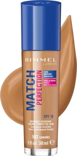 Rimmel London Match Perfection Foundation 502 Caramel -Cosmeticawinkel 594x1200 1