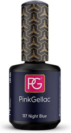 Pink Gellac - Night Blue - Gellak - Vegan - Blauw - Glitters - Glanzend - 15ml -Cosmeticawinkel 645x1200