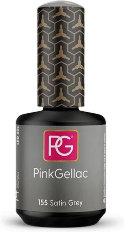 Pink Gellac - Satin Grey - Gellak - Vegan - Grijs - Glanzend - 15ml -Cosmeticawinkel 646x1200