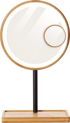 Lanaform - Bamboo Mirror - Oplaadbare Staande Spiegel ×1 · ×3 - Elegant Design Van Bamboe Met Zwarte Poedercoatingafwerking - Ledlampen Met Lange Levensduur -Cosmeticawinkel 687x1200 3